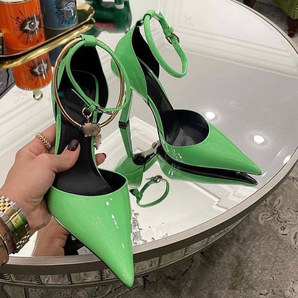 sandals stiletto heeled ladies sandals fashion metal foot ring decoration womens dress shoes 10cm baking paint heels genuine leather, Black
sandals stiletto heeled ladies sandals fashion metal foot ring decoration womens dress shoes 10cm baking paint heels genuine leather, Black
