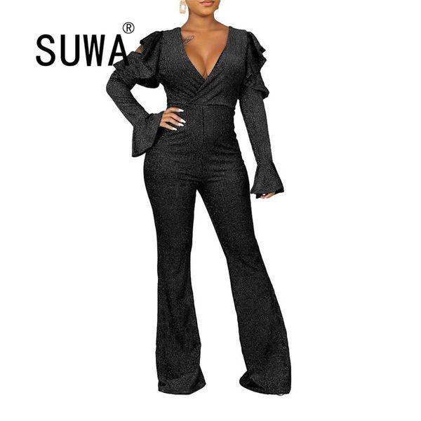 women's jumpsuits & rompers deep v neck off shoulder ruffle flare long sleeve jumpsuit autumn clothing 2021 shiny elastic hight skinny, Black;white
women's jumpsuits & rompers deep v neck off shoulder ruffle flare long sleeve jumpsuit autumn clothing 2021 shiny elastic hight skinny, Black;white