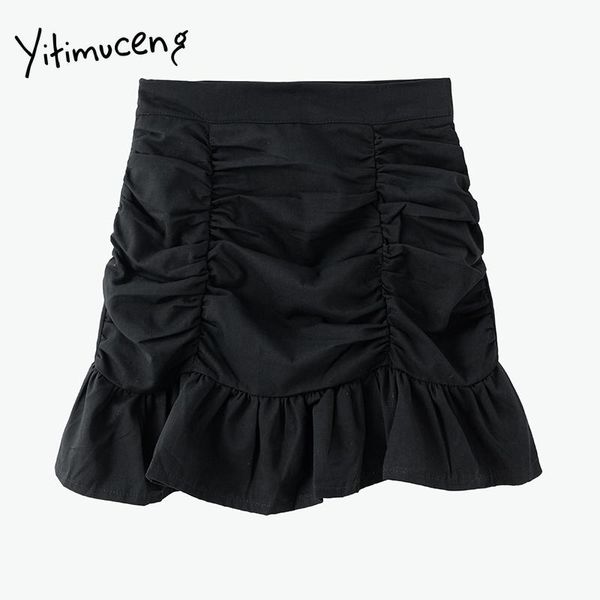 yitimuceng irregular skirt women folds mini slim a-line high waist solid black ruffles 2021 summer korean fashion skirts
yitimuceng irregular skirt women folds mini slim a-line high waist solid black ruffles 2021 summer korean fashion skirts