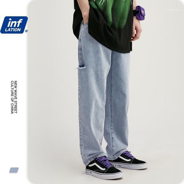 men's jeans inflation 2021 autumn arrival men fashion streetwear loose straight denim pants 93355w1, Blue
men's jeans inflation 2021 autumn arrival men fashion streetwear loose straight denim pants 93355w1, Blue