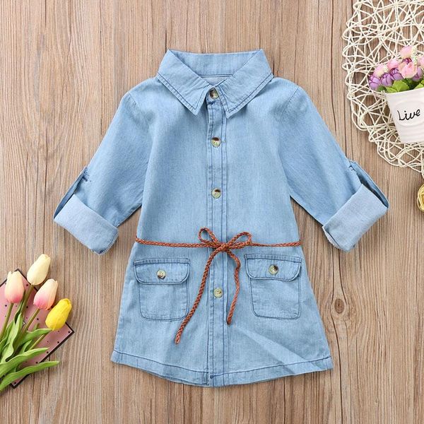 2-7y fashion kids girls summer dress long sleeve single breasted with belt blue denim straight girl's dresses, Red;yellow
2-7y fashion kids girls summer dress long sleeve single breasted with belt blue denim straight girl's dresses, Red;yellow