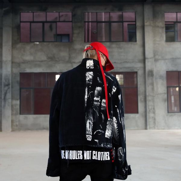 men's jackets designer irregular hand painted ripped denim jacket coat mens hip hop autumn outerwear fashion black jean streetwear jack, Black;brown
men's jackets designer irregular hand painted ripped denim jacket coat mens hip hop autumn outerwear fashion black jean streetwear jack, Black;brown