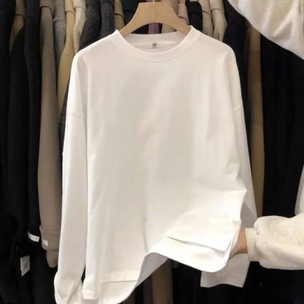 women's t-shirt namou drane 2021early autumn round neck split bottoming shirt solid color wild loose comfortable long-sleeved women, White
women's t-shirt namou drane 2021early autumn round neck split bottoming shirt solid color wild loose comfortable long-sleeved women, White