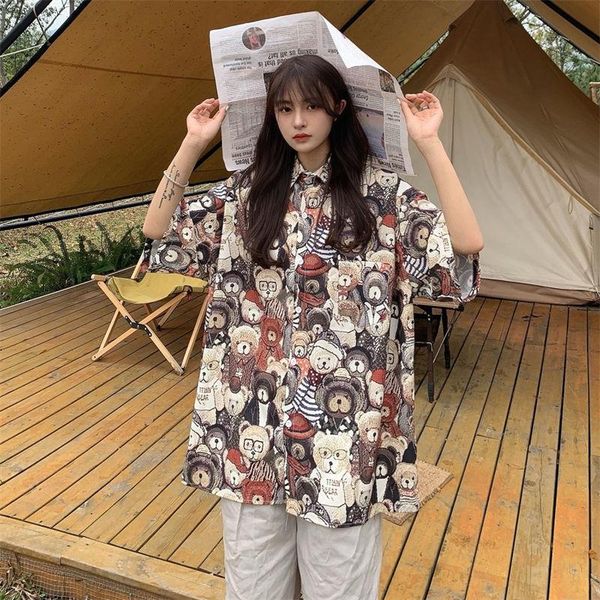 women's blouses & shirts xej elegant vintage clothing bear print shirt kawaii for women summer 2021 femme female, White
women's blouses & shirts xej elegant vintage clothing bear print shirt kawaii for women summer 2021 femme female, White
