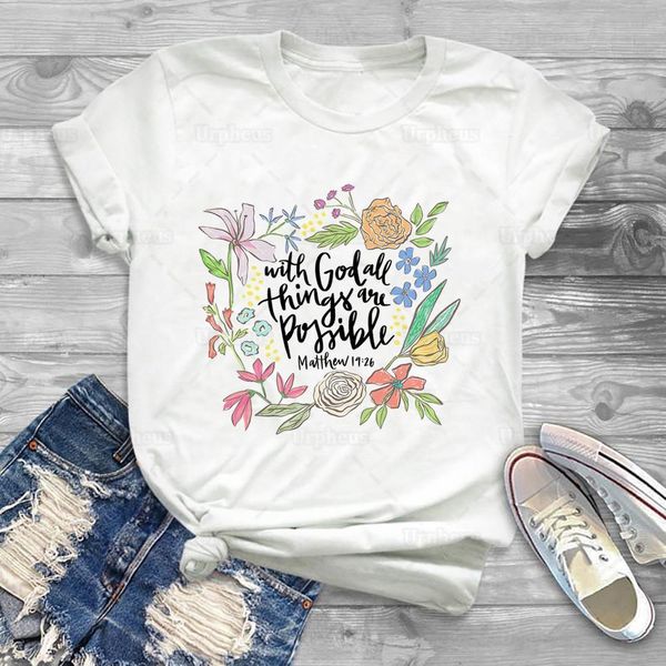 with 100% cotton god all womens t shirts things are possible faith quotes and sayings christian summer short sleeve material, White
with 100% cotton god all womens t shirts things are possible faith quotes and sayings christian summer short sleeve material, White