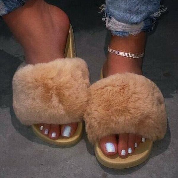 women summer fluffy fur slides slippers ladies sandals slip on casual flat shoes, Black
women summer fluffy fur slides slippers ladies sandals slip on casual flat shoes, Black