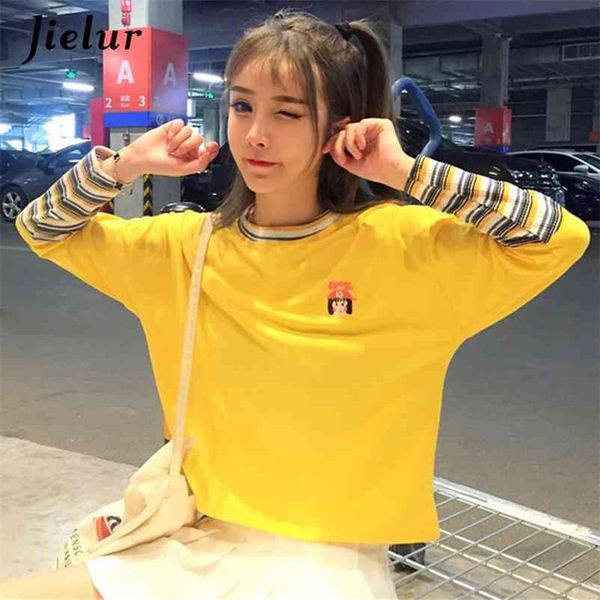 cartoon t shirt women yellow embroidery fake wo pieces -shirt striped korean bf hipster long sleeve shirts haut femme 210426, White
cartoon t shirt women yellow embroidery fake wo pieces -shirt striped korean bf hipster long sleeve shirts haut femme 210426, White