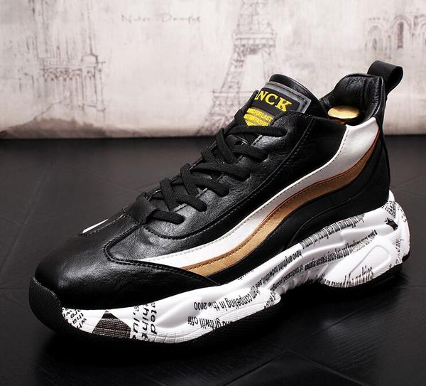 fashion men high-shoes lace-up loafers luxury designer platform round toe casual outdoor breathable white skateboard sneakers party comfort, Black
fashion men high-shoes lace-up loafers luxury designer platform round toe casual outdoor breathable white skateboard sneakers party comfort, Black