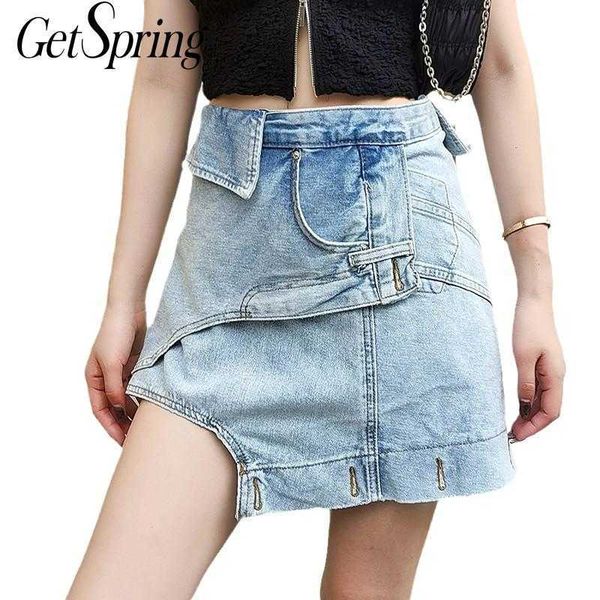 getspring women skirt irregular high waist denim s show thin mini retro all match summer s 210601, Black
getspring women skirt irregular high waist denim s show thin mini retro all match summer s 210601, Black