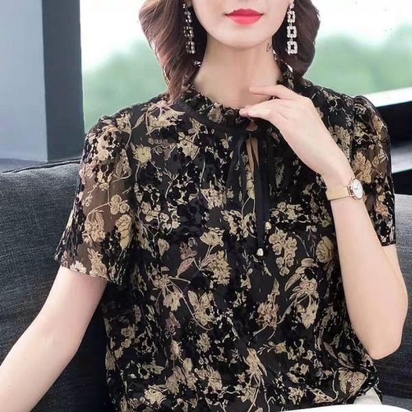spring summer style chiffon womens blouses casual short sleeve stand collar printed loose df3464, White
spring summer style chiffon womens blouses casual short sleeve stand collar printed loose df3464, White