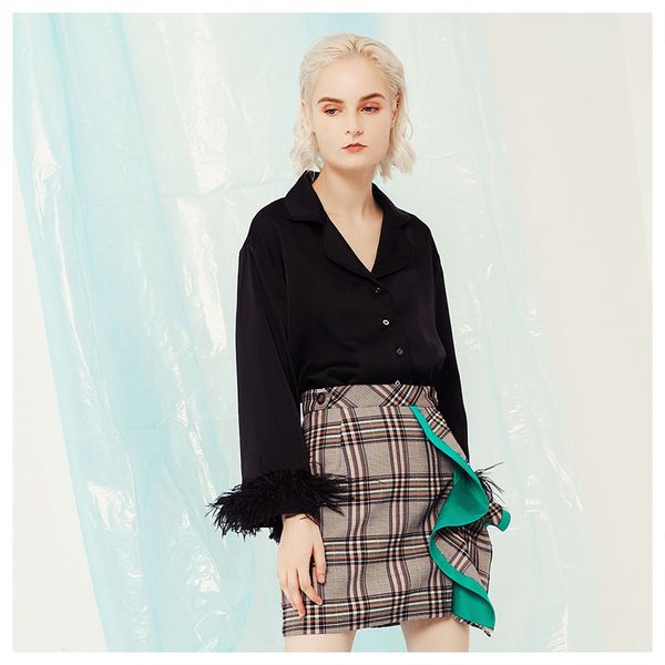 pants Msxu fashionable turn down collar attire ostrich casual feather female blouse tops, White
pants Msxu fashionable turn down collar attire ostrich casual feather female blouse tops, White