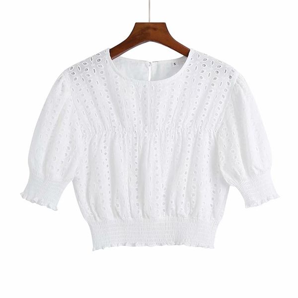 women summer short blouses za shirts o-neck hollow out embroidery female casual sweet tunic blusas 210513, White
women summer short blouses za shirts o-neck hollow out embroidery female casual sweet tunic blusas 210513, White