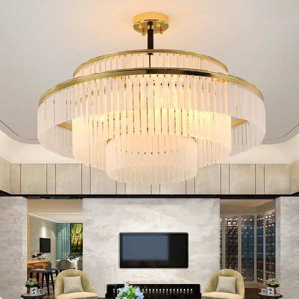 golden chandelier round luxury living room lamps simple led restaurant light in the bedroom post-modern crystal pendant
golden chandelier round luxury living room lamps simple led restaurant light in the bedroom post-modern crystal pendant