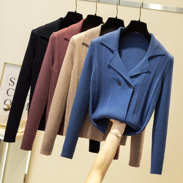 women's knits & tees turn down collar double breasted sweater fall 2021 solid elegant knitted women casual simple long sleeve cardigan, White
women's knits & tees turn down collar double breasted sweater fall 2021 solid elegant knitted women casual simple long sleeve cardigan, White