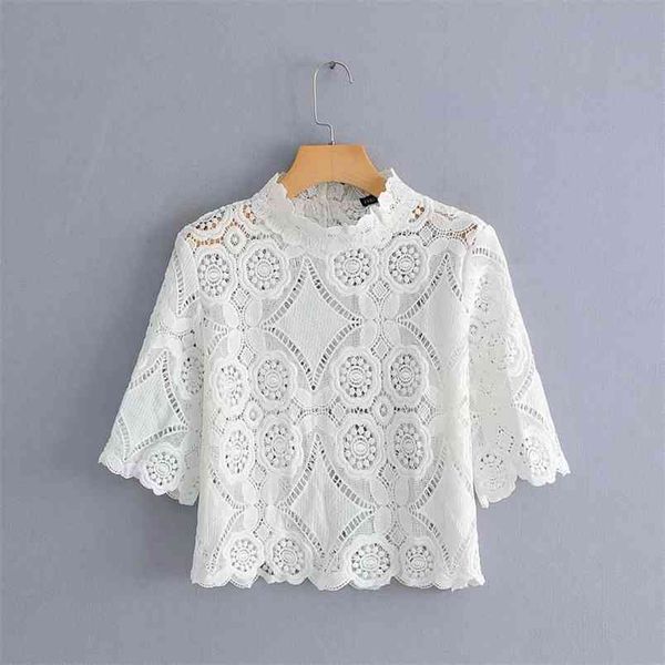 woman summer korean version solid color loose slim short-sleeved women hollow out lace t-shirts 210531, White
woman summer korean version solid color loose slim short-sleeved women hollow out lace t-shirts 210531, White