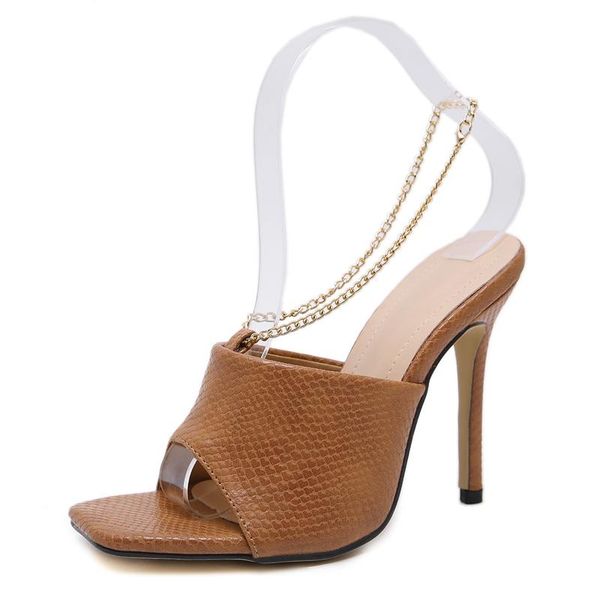 slippers designer metal chain thin heel square toe high outdoor catwalk sandals female dancer shoes summer women heels, Black
slippers designer metal chain thin heel square toe high outdoor catwalk sandals female dancer shoes summer women heels, Black