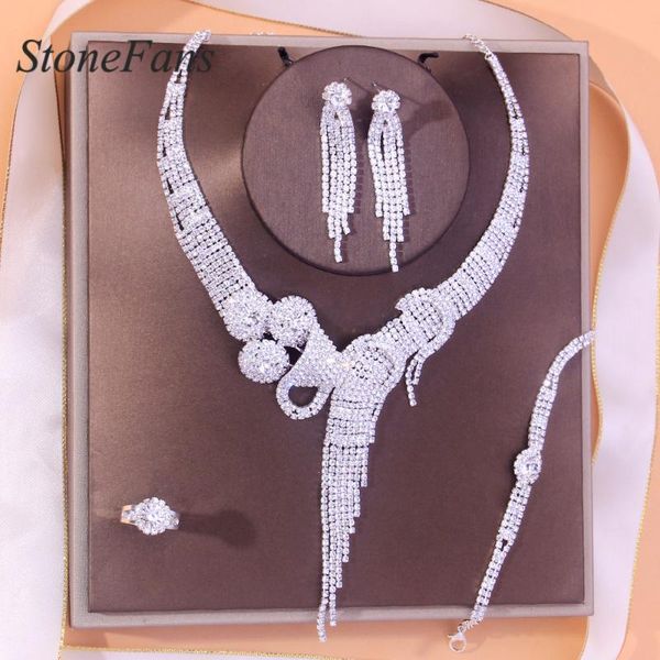 earrings & necklace stonefans rhinestone perforated tassel earring set ring bracelet crystal for bridal india wedding jewelry high quality, Silver
earrings & necklace stonefans rhinestone perforated tassel earring set ring bracelet crystal for bridal india wedding jewelry high quality, Silver