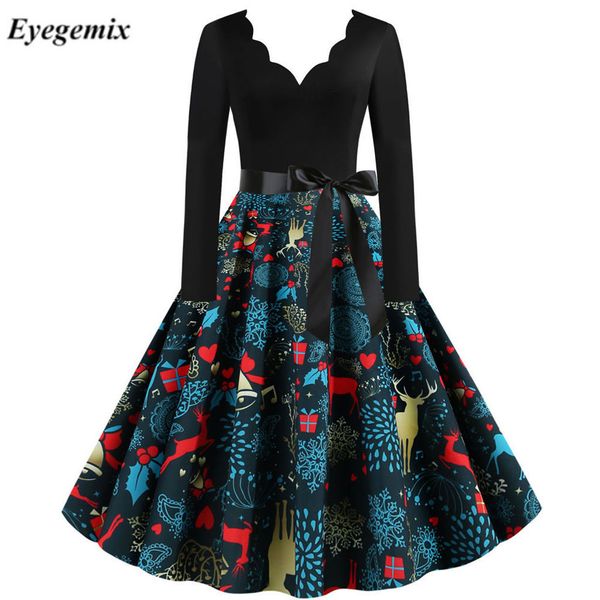 2021black big swing print vintage christmas dress robe women winter casual long sleeve v neck new year party dress plus size, Black;gray
2021black big swing print vintage christmas dress robe women winter casual long sleeve v neck new year party dress plus size, Black;gray