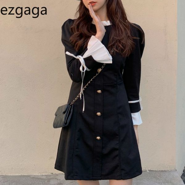 ezgaga elegant dress women winter spring o-neck fashion patchwork long sleeve slim waist black sweet vinatge dress vestidos 210430, Black;gray
ezgaga elegant dress women winter spring o-neck fashion patchwork long sleeve slim waist black sweet vinatge dress vestidos 210430, Black;gray