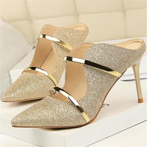 slippers 2021 women's sandals nightclub and sequined cloth shoes wedding 9cm high heels 3-8 9, Black
slippers 2021 women's sandals nightclub and sequined cloth shoes wedding 9cm high heels 3-8 9, Black