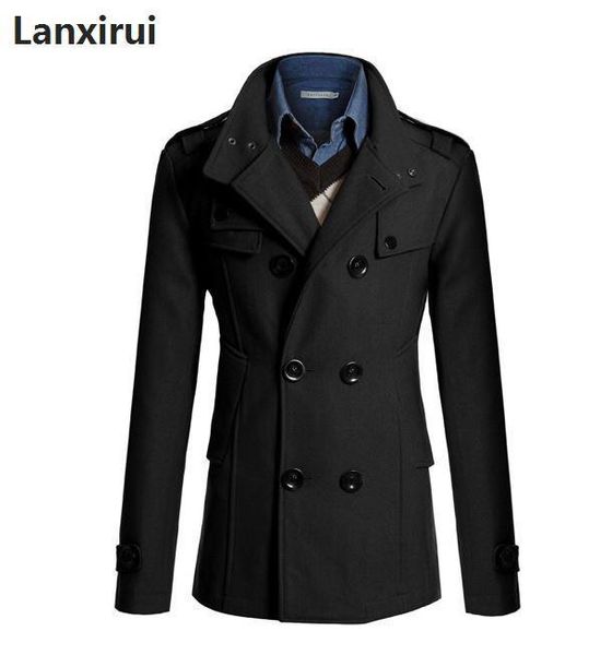 medium long overcoat winter jacket men windbreaker thick solid black trench coat english style costume, Black;brown
medium long overcoat winter jacket men windbreaker thick solid black trench coat english style costume, Black;brown
