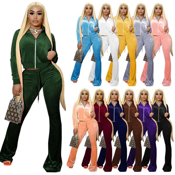 women solid velvet 2 piece outfits zipper front tracksuits pocket long sleeve jacket+bell bottom sweatpant sport set xs-xxl, White
women solid velvet 2 piece outfits zipper front tracksuits pocket long sleeve jacket+bell bottom sweatpant sport set xs-xxl, White
