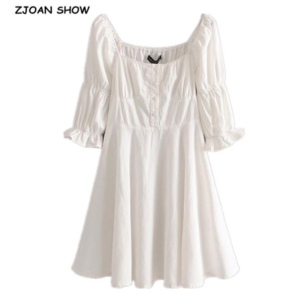 cotton elastic square collar long sheep leg sleeve dress french elegant women slim fit swing a line white dresses vestido 210429, Black;gray
cotton elastic square collar long sheep leg sleeve dress french elegant women slim fit swing a line white dresses vestido 210429, Black;gray