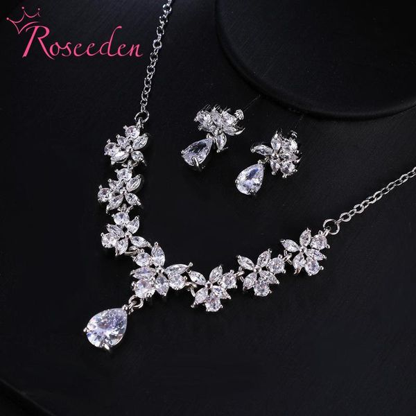 earrings & necklace american bridal accessories cz stone wedding and flower cubic zircon brides jewelry sets re4285, Silver
earrings & necklace american bridal accessories cz stone wedding and flower cubic zircon brides jewelry sets re4285, Silver