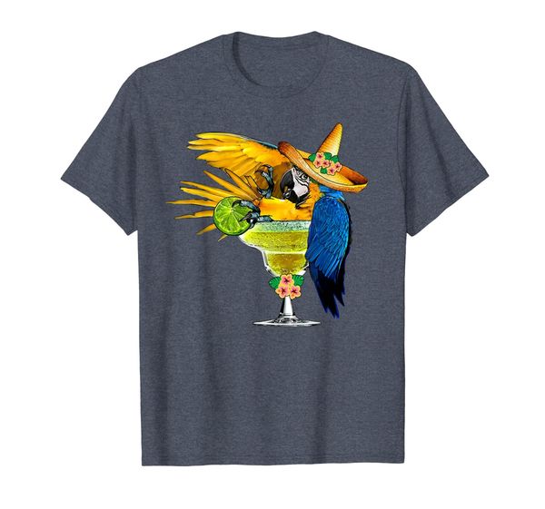 parrot drinking margarita hawaiin birds t-shirt, White;black