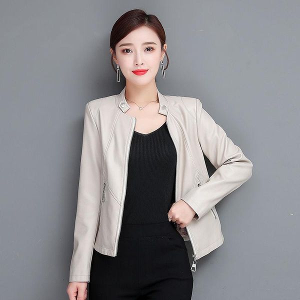 women's leather & faux 2021 autumn jacket casual slim pu coats female mandarin collar motor biker x596, Black
women's leather & faux 2021 autumn jacket casual slim pu coats female mandarin collar motor biker x596, Black