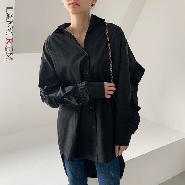 long sleeve ruffles black shirt women spring summer fashion irregular loose large size shirts yh961 210507, White
long sleeve ruffles black shirt women spring summer fashion irregular loose large size shirts yh961 210507, White