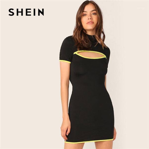 neon binding mock neck cut out front bodycon dress black stand collar slim women short sleeve summer1, White;black
neon binding mock neck cut out front bodycon dress black stand collar slim women short sleeve summer1, White;black