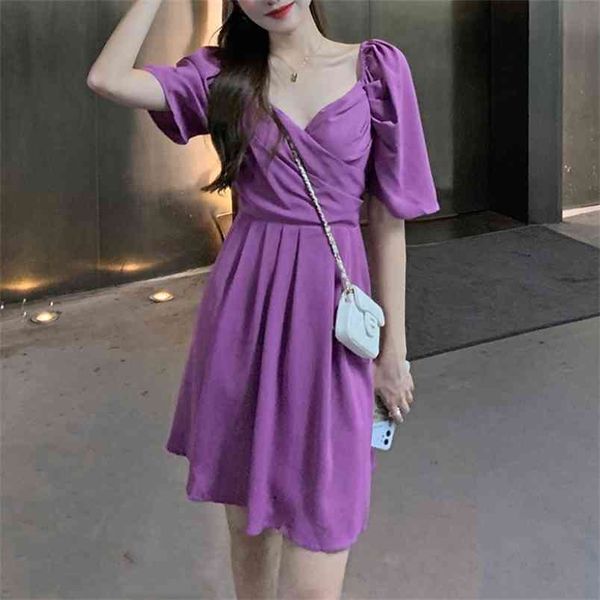 vintage puff sleeve solid color women dress summer v-neck slim waist a-line female vestidos femme 210519, Black;gray
vintage puff sleeve solid color women dress summer v-neck slim waist a-line female vestidos femme 210519, Black;gray