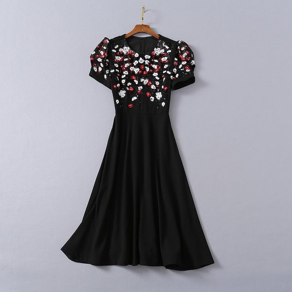casual dresses european and american women's wear winter style short sleeve heavy industry sequin flower fashionable black dress 0sko, Black;gray
casual dresses european and american women's wear winter style short sleeve heavy industry sequin flower fashionable black dress 0sko, Black;gray
