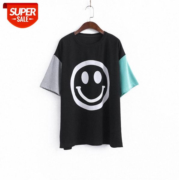 li zhiqi short-sleeved t-shirt women's smiley face print stitching mid-length western style 110365 #qd1t, Black;gray
li zhiqi short-sleeved t-shirt women's smiley face print stitching mid-length western style 110365 #qd1t, Black;gray