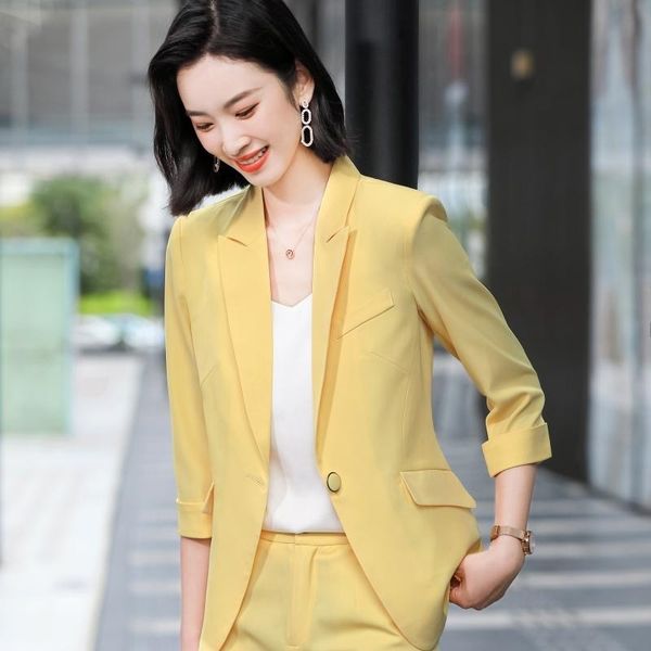 women's suits & blazers 2021 jacket half sleeve elegant yellow coat ol styles spring summer for women ladies office blazer outwear, White;black
women's suits & blazers 2021 jacket half sleeve elegant yellow coat ol styles spring summer for women ladies office blazer outwear, White;black
