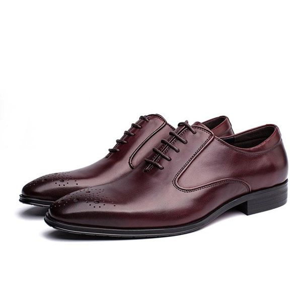 dress shoes genuine leather men lace up pointed toe retro brock business wedding formal oxfords for f90, Black
dress shoes genuine leather men lace up pointed toe retro brock business wedding formal oxfords for f90, Black