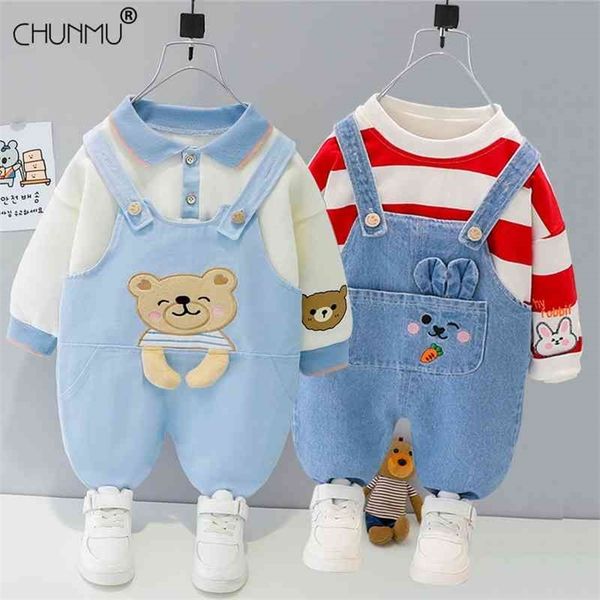 autumn spring baby boys suits fashion born clothing set kids tracksuit shirt + jeans overalls children clothes 210508, White
autumn spring baby boys suits fashion born clothing set kids tracksuit shirt + jeans overalls children clothes 210508, White