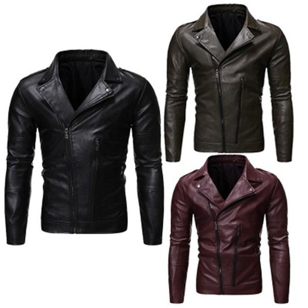 men pu faux leather jackets fashion trend long sleeve cardigan zipper motorcycle punk coats designer male autumn lapel slim casual outerwear, Black
men pu faux leather jackets fashion trend long sleeve cardigan zipper motorcycle punk coats designer male autumn lapel slim casual outerwear, Black