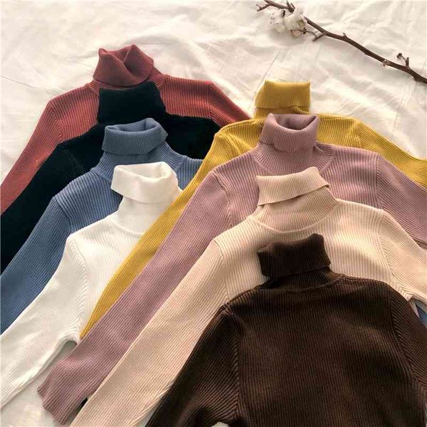 autumn winter high collar sweater solid color long sleeve slim fitting female pullovers women 58g 210420, White;black
autumn winter high collar sweater solid color long sleeve slim fitting female pullovers women 58g 210420, White;black