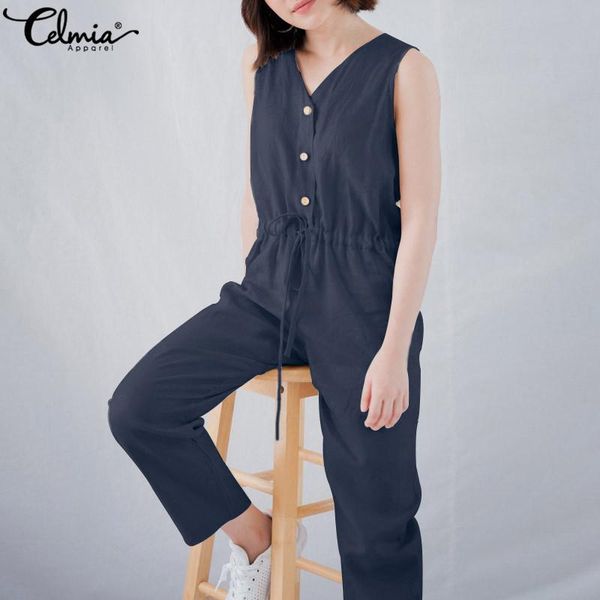 women's jumpsuits & rompers celmia long women retro linen 2021 summer loose button drawstring sleeveless playsuit casual overalls 5xl, Black;white
women's jumpsuits & rompers celmia long women retro linen 2021 summer loose button drawstring sleeveless playsuit casual overalls 5xl, Black;white