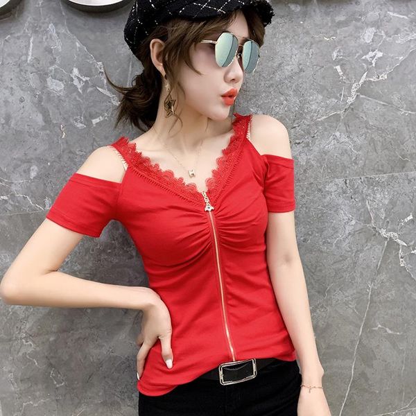 summer casual v-neck t-shirt fashion lace zipper strapless short sleeve women t shirt plus size s-3xl women's, White
summer casual v-neck t-shirt fashion lace zipper strapless short sleeve women t shirt plus size s-3xl women's, White