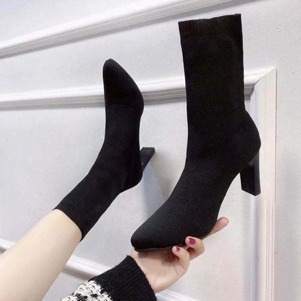 boots high square heels elastic spring autumn women pointy toe sock shoes sequined with pleuche pumps for, Black
boots high square heels elastic spring autumn women pointy toe sock shoes sequined with pleuche pumps for, Black
