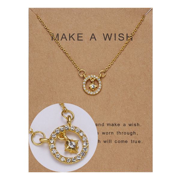 make a wish card circle pendant necklaces micro inlaid clavicle chain jewelry gift choker, Silver
make a wish card circle pendant necklaces micro inlaid clavicle chain jewelry gift choker, Silver