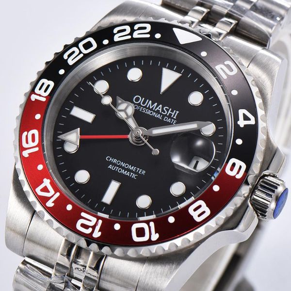 wristwatches oumashi automatic mechanical men's watch men gmt black red bezel sapphire glass blue luminous date stainless steel, Slivery;brown
wristwatches oumashi automatic mechanical men's watch men gmt black red bezel sapphire glass blue luminous date stainless steel, Slivery;brown