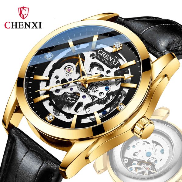 watch chenxi samurai automatic mechanical men's leather hollow out mani, Slivery;brown
watch chenxi samurai automatic mechanical men's leather hollow out mani, Slivery;brown