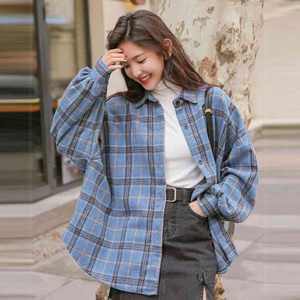 women's jackets 2019 spring autumn korea fashion women long sleeve turn-down collar shirt coat all-matched casual plaid blouse lo, Black;brown
women's jackets 2019 spring autumn korea fashion women long sleeve turn-down collar shirt coat all-matched casual plaid blouse lo, Black;brown