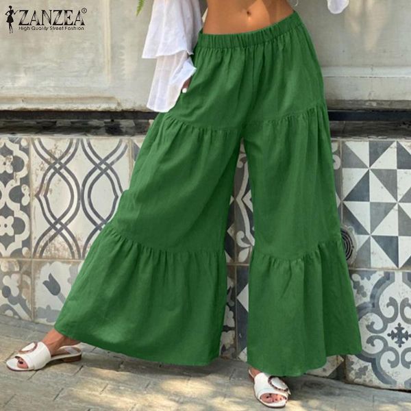 women's pants & capris zanzea women ruffle trouser 2021 summer elastic waist casual solid wide leg female pleated long bottom oversize, Black;white
women's pants & capris zanzea women ruffle trouser 2021 summer elastic waist casual solid wide leg female pleated long bottom oversize, Black;white