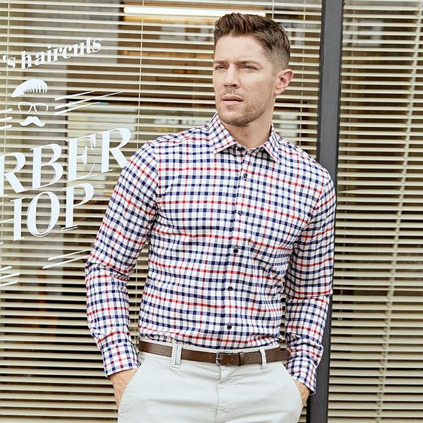 men's casual shirts long-sleeved slim-fit cotton business plaid, White;black
men's casual shirts long-sleeved slim-fit cotton business plaid, White;black