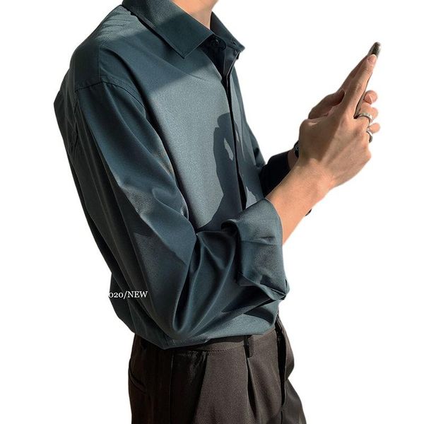men's dress shirts summer shirt thin drooping feeling korean loose long sleeve ruffian handsome high-grade camisa hombre social, White;black
men's dress shirts summer shirt thin drooping feeling korean loose long sleeve ruffian handsome high-grade camisa hombre social, White;black